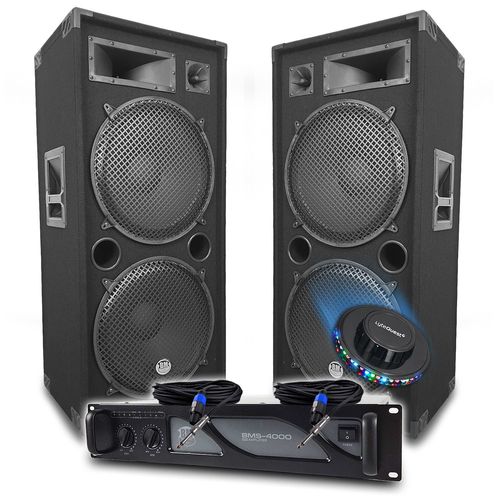 Pack Sono DJ BM SONIC Amplificateur 4000W, 2 ENCEINTES LSC215 2x2000W, Câbles Speakon, Sonorisation PRO, Soirée Salle des fêtes