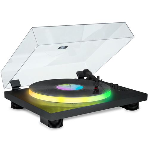 Tourne Disque 33/45/78 tours Bluetooth avec Plateau Lumineux LED - Big Ben PARTYBTTDLIGHT, 6W RMS, Tête de lecture en céramique
