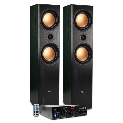 Enceintes Colonnes HIFI/HOME-CINÉMA - EVIDENCE ACOUSTICS EA-800-PG - 1000W PMPO + Ampli stéréo 2x50W - USB MP3 SD Bluetooth - FM