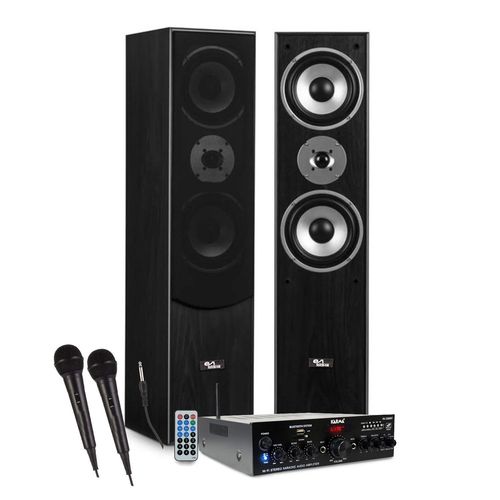 Colonnes Son HIFI/HOME-CINÉMA EVIDENCE ACOUSTICS EA700-BK - 1000W PMPO, Ampli stéréo 2x50W, USB Bluetooth, FM, 2 Micros karaoké