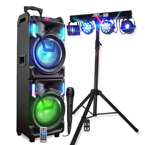 MEGA Enceinte Autonome 800W MS01XXL USB Bluetooth, Effets LED, Microphone SONO KARAOKE DJ, Portique LUMIERES pour Anniversaire