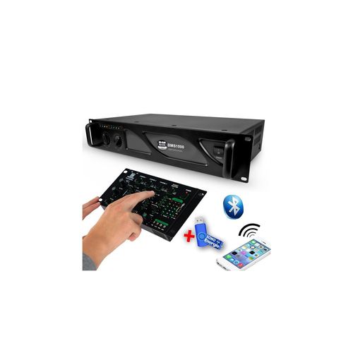Amplificateur sonorisation DJ - BMS SONIC BMS-1000 - 2 x 500W + table de mixage usb bluetooth +clé 32 gigas