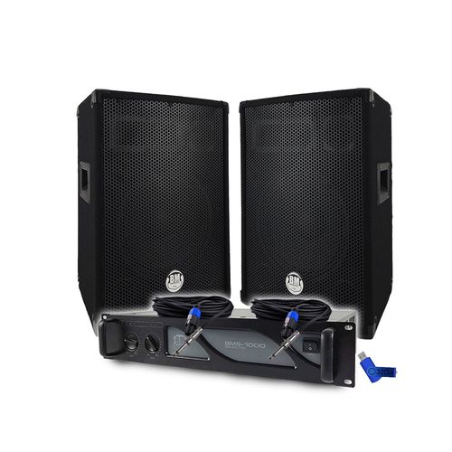 Pack Sono DJ BM SONIC Amplificateur BMS1000 1000W, Paire d'Enceintes Passives BMS10 2x400W, Câbles, Sonorisation PRO+Clé 32G