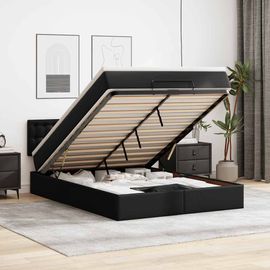 Vidaxl Cadre De Lit Ottoman Avec Matelas Noir 140x190 Cm Similicuir