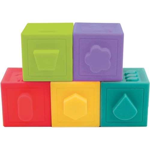 SHIBA-- Cubes Emboîtables - Jouets d`Éveil - 5 Pièces Encastrables - Jeu d`Empilement et de Construction en Plastique Souple - Dév[3