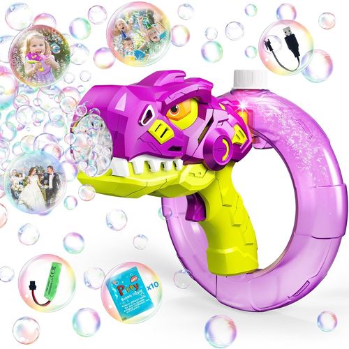 Shiba-Pistolet À Bulles Dinosaure Rechargeable | Machine À Bulles Pour Enfants 3-7 Ans | Jouet D'extérieur Souffleur De Bulles | C[2