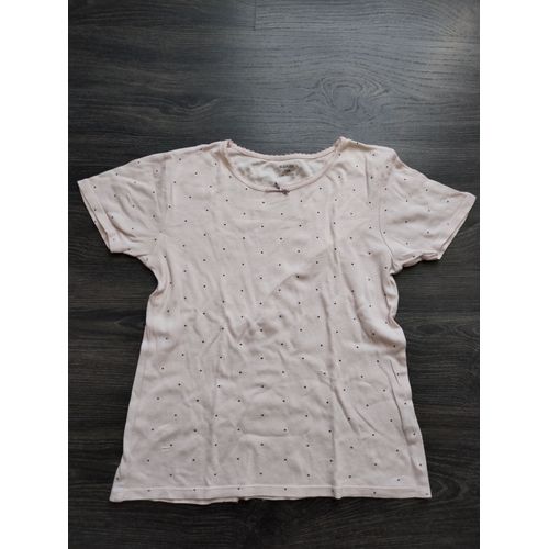 Maillot De Corps / T-Shirt Rose Pois Noirs 12 Ans Kiabi
