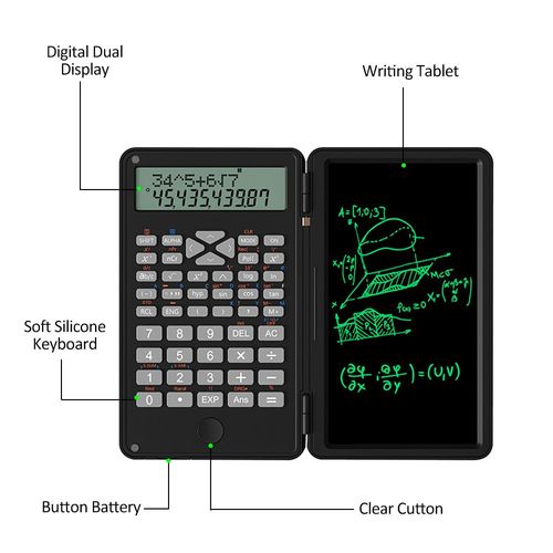 Calculatrice scientifique grand écran de 6 pouces, calculatrice d'écriture à 12 chiffres, calculatrice financière pliable, pour l'école et le bureau