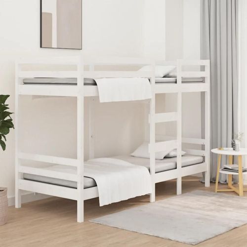 Lit Superpose Sans Matelas Blanc 90x200 Cm Bois De Pin Massif