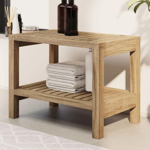 Table D'appoint De Salle De Bain 60x30x45cm Bois De Teck Solide