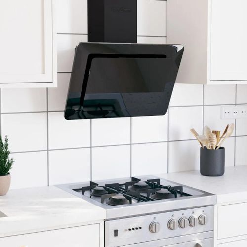 Hotte murale 60 cm Acier inoxydable et verre trempe Noir