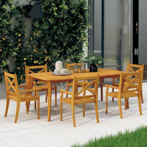 Chaises A Manger D'exterieur Lot De 6 Bois D'acacia Massif