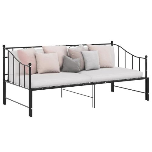 Cadre De Canape-Lit Extensible Sans Matelas Noir Metal 90x200cm
