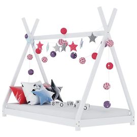 Cadre De Lit D'enfant Blanc Bois De Pin Massif 70x140 Cm