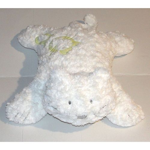 peluche chat blanc et vert obaibi doudou coussin décoration