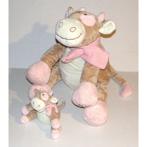 peluche vache noukies lola - lot 2 vaches un grand model + un doudou creations 2002