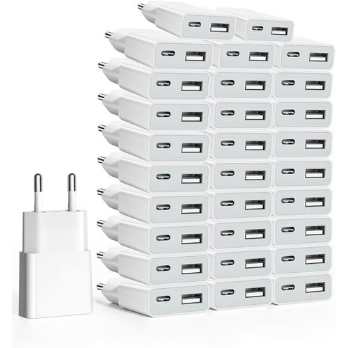 Chargeur Usb 5v/1a 2port Mini Usb Mural Chargeur Secteur Usb Adaptateur De Pr Universel Compatible Avec Iphone, Sam Sung, Nexus, Nokia, Huawei, Xiaomi, Htc, (Thickness 1.45cm/30 Pack)