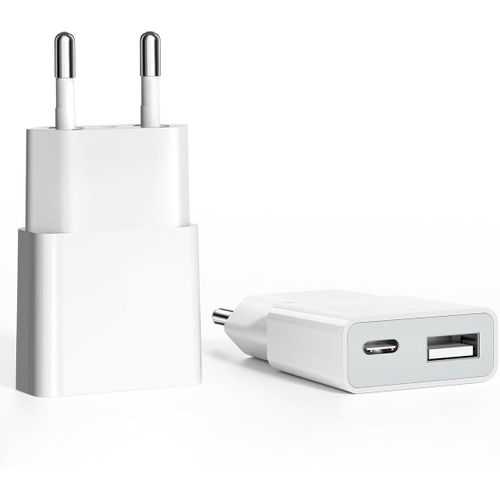 Chargeur Usb 5v/1a 2port Mini Usb Mural Chargeur Secteur Usb Adaptateur De Pr Universel Compatible Avec Iphone, Sam Sung, Nexus, Nokia, Huawei, Xiaomi, Htc, (Thickness 1.45cm/2 Pack)