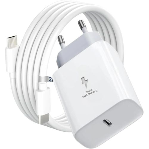 Chargeur Usb C Rapide 25 W Avec Fil 2 M Pour Samsung Galaxy S21/21+/21ultra S22/S22+/S22ultra S23/S23+/S23ultra Alimentation 25 W Avec Charge Rapide