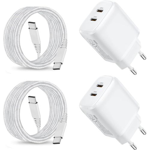 2pack 25w Usb C Chargeur Pour Samsung Galaxy A55 5g/A16 A26 A36 A15 5g/A25 A35 5g/A05s A54 A53 A23 A34/S23 Fe/S24 Plus Ultra/Z Fold 4 5/Z Filp/S22 A14 A13 Tab A9 Rapide Type C Pr Secteur Et Cable