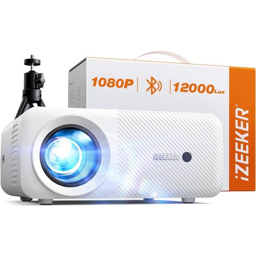 GOUTS ET COULEURSVideoprojecteur Bluetooth, 12000 Lumens Projecteur 1080P, Rétroprojecteur Portable Home Cinéma Pour Ios Android Pc Ps5 Hdmi Usb Firestick (Avec Trépied)