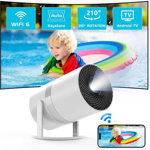 GOUTS ET COULEURS¿Auto Keystone¿Mini Videoprojecteur Avec Android Os, Projecteur Portable Wifi 6 Bluetooth 4K Supportée Hd 1080P Avec 50% Zoom, Retrojecteur Home Cinéma Rotatif À 210°Pour Handy Phone