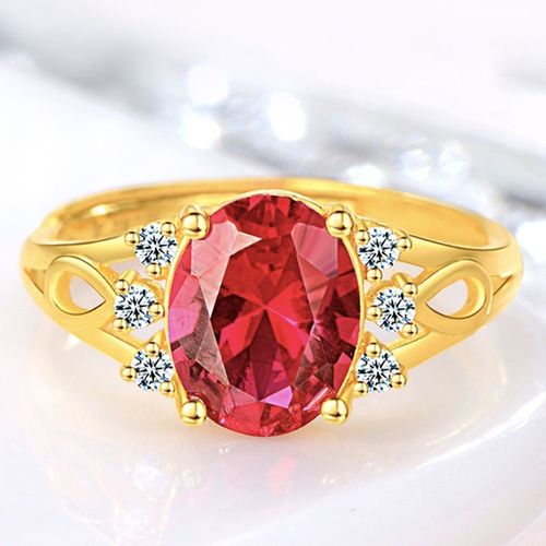 Bagues En Or 18 Carats Pour Femmes, Cristal Autrichien Rouge, Rubis, Pierres Précieuses, Diamants, Bijoux Fins, Bracelets De Mariage, Accessoires Pour Doigts, Cadeaux