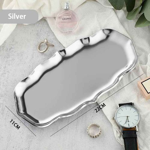 Ins Wind-Escalier À Bijoux En Acier Inoxydable Pour Filles,Jules,Cosmétiques Ménagers,Multi-Forme,Usages En Métal,Rangement,Stock - Type Silver Wavy