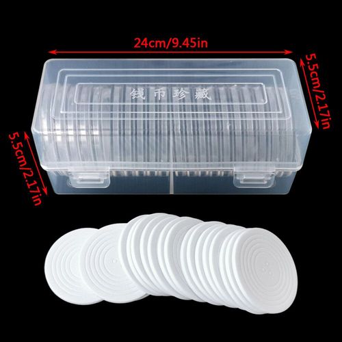 20 pièces 46mm pièce de monnaie Capsule support en plastique conteneur boîte de rangement étui organisateur #B