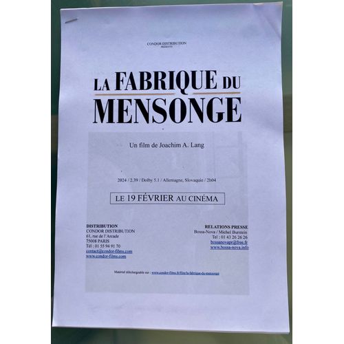 Dossier De Presse "La Fabrique Du Mensonge" (2025)