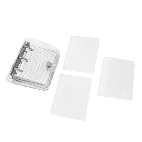 Mini Classeur Transparent à 3 Anneaux Avec Page IntéRieure En Grille Et Pochettes Pour Classeur Mini Classeur à Feuilles Mobiles Couverture De Classeur En Pvc Transparent Avec Bouton-Pression