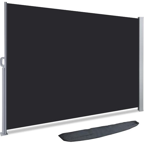 Paravent extérieur avec Housse de Protection ¿ 180x300 cm |Auvent rétractable 1m80x3m | Brise Vue rétractable pour Jardin, Balcon, terrasse | Store latéral Vertical Anthracite