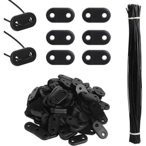 105 Sets Kit de Fixation de Clôture Brise-Vue de Confidentialité en PVC Résistants à Intempéries, Clips de Montage en PVC, avec 105 Attaches de Câble, pour Pelouse Clôtures Jardin (Noir)