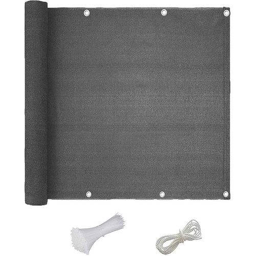 Brise-vue, 0,9 x 5 m, filet de clôture, filet d'ombrage, protection contre le vent, la poussière, le soleil pour jardin, balcons, terrain de sport, grillage avec 24 serre-câbles, corde de 13 m