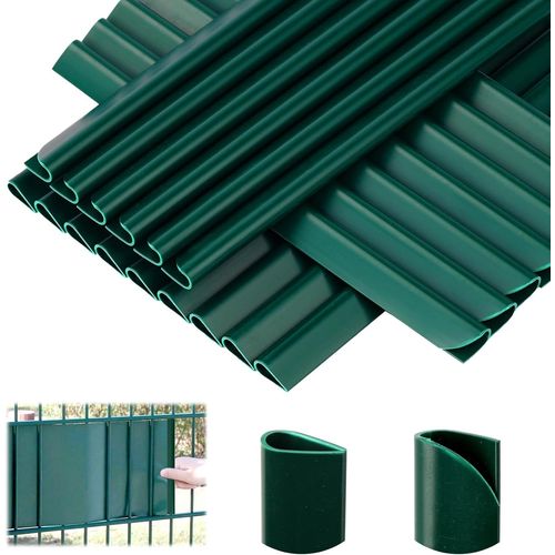 Lot de 35 clips de fixation en PVC - Brise-vue - Rails clipsables pour bandes brise-vue - Clôture à double fil - Pour clips de fixation - Portail de jardin - Balcon - Film (vert)