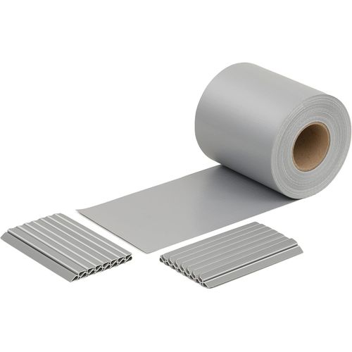 Bande brise-vue 50 m x 19 cm avec 30 clips ¿ Diverses couleurs (50 m, gris)