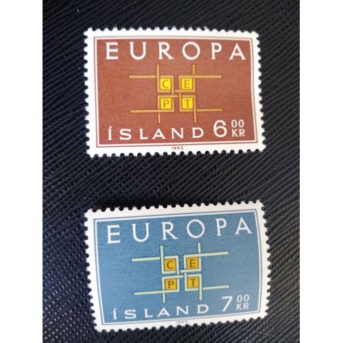 Timbre Islande Y T 328 - 329 Série : Europe (C.E.P.T.) - Carré 1963 (040509 )