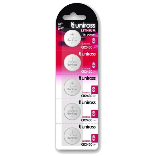 UNIROSS Pack de 5 Piles Lithium CR2430, 3V
