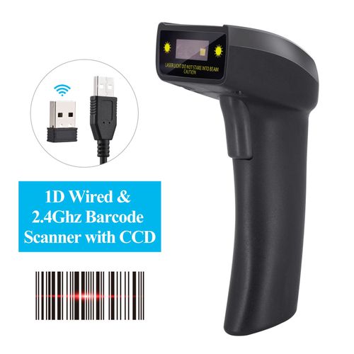 Scanner de codes-barres USB Plug and Play, lecteur de codes-barres Portable pour supermarché, bibliothèque de vente au détail, filaire 1D et sans fil 2.4G