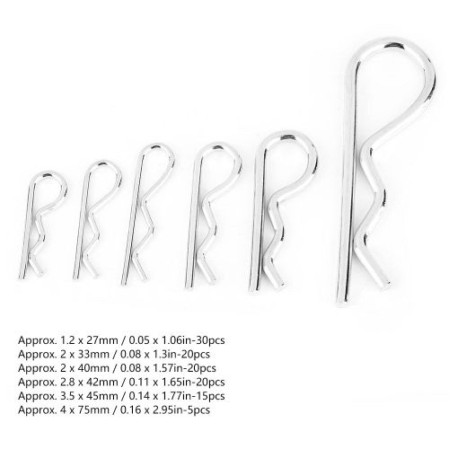Goupille fendue ondulée galvanisée en acier inoxydable de Type R, accessoire d'outils manuels, 110 pièces