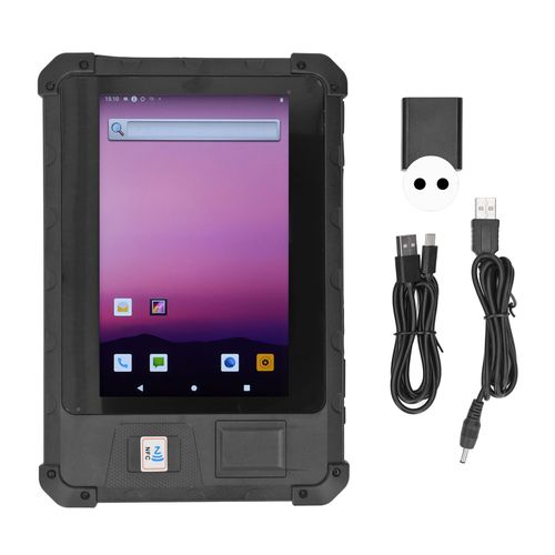 Pour tablette Android, écran tactile de 8 pouces, prise en charge de la reconnaissance UHF RFID et NFC, Scanner de codes à barres, 100 à 240V, prise ue