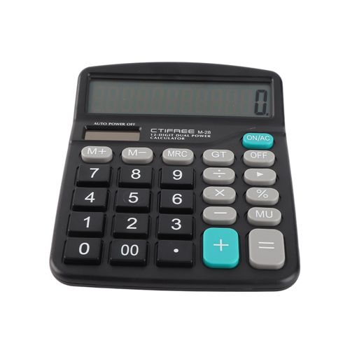 Calculatrice solaire à 12 chiffres, grand écran LCD, solaire et batterie, double puissance, calculatrice de bureau pour le bureau