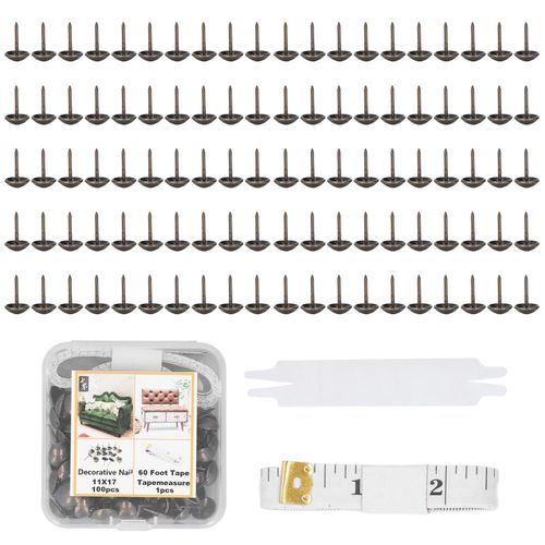 Clou DéCoratif Pour Meubles, 100 PièCes, En Acier Au Carbone, Antique, Pour Canapé-Lit, Avec Ruban à Mesurer Et Support Bronze