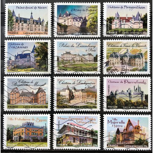 Série Châteaux Et Demeures Historiques De Nos Régions 2012 (2) - Très Jolis N° 726 727 728 729 730 731 732 733 734 735 736 737 Obl - France Année 2012 - Brn83 - N33413