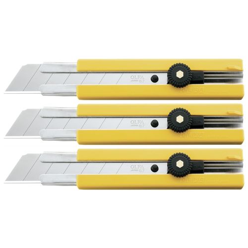 Olfa Lot De 3 Cutters H-1 Lame 25mm Blocage Par Molette