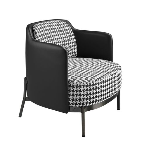 Fauteuil En Tissu Noir Et Blanc Et Similicuir Noir