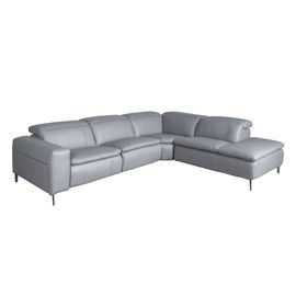 Canapé D'angle Relax Droite En Cuir Gris