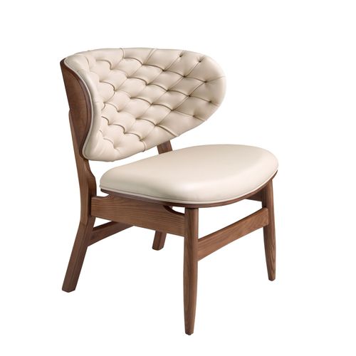 Fauteuil En Similicuir Sable Et Noyer