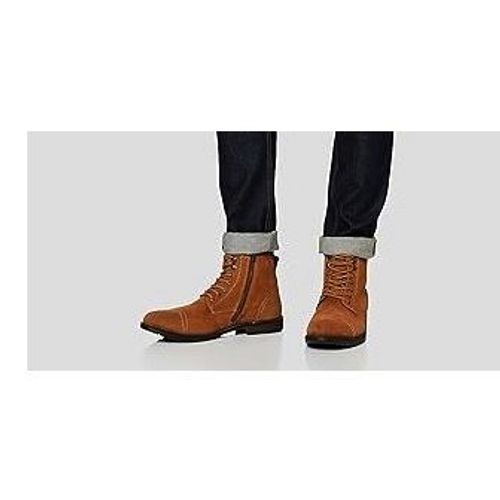 Bottines 41 Cuir Marron Double Style Boots De Marche Bottes Homme Lacets Crochets Confortable Bottillons Camel