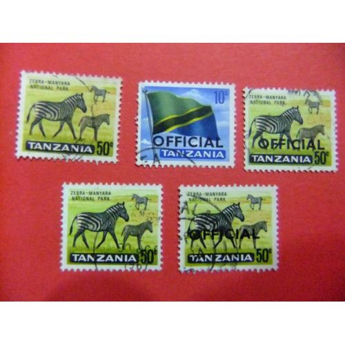 51 Tanzanie Tanzanie 1973 / Faune Zèbres Et Drapeau / Yvert 7 +7+ S2+ S6 +S6 Fu